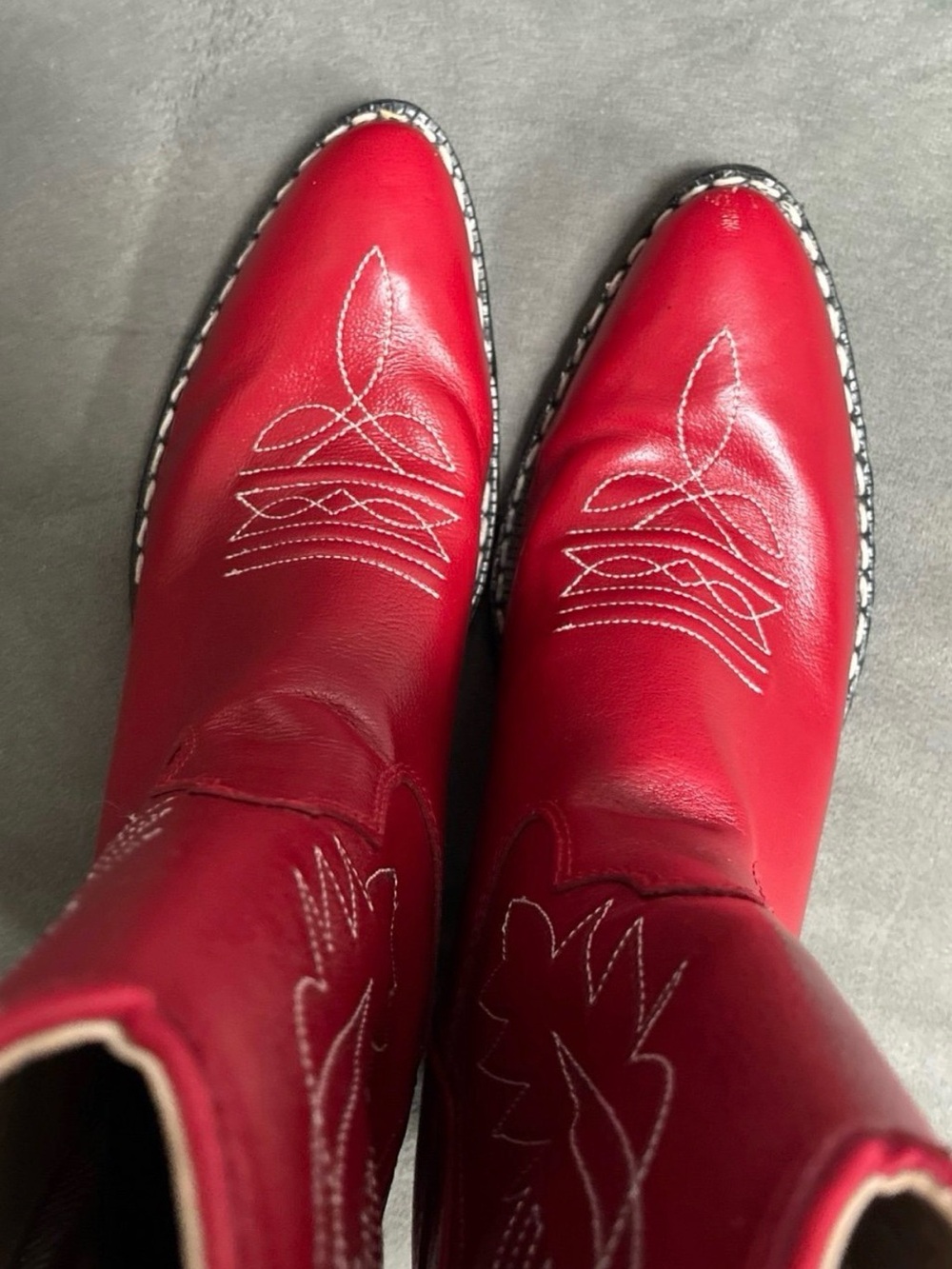 Shyanne Red Western Boots with White Stitching